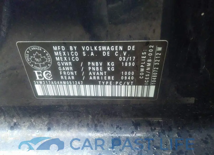 3VW217AU4HM051247# 9