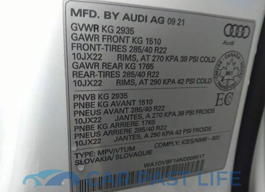 WA1DVBF14ND005517# 9