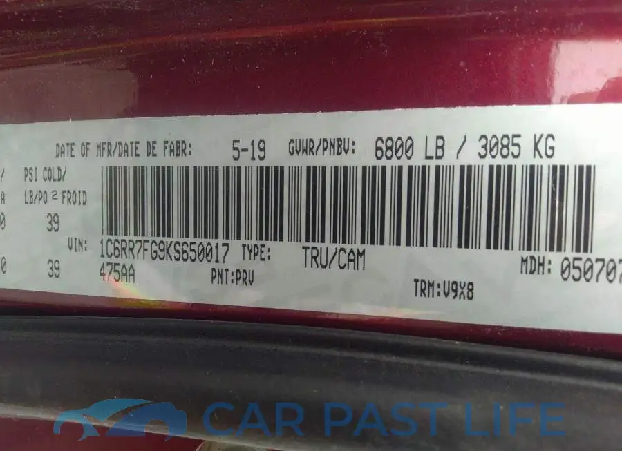 1C6RR7FG9KS650017# 9