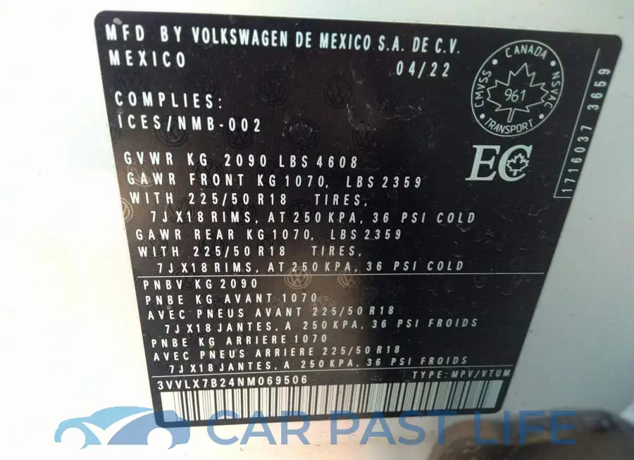 3VVLX7B24NM069506# 9