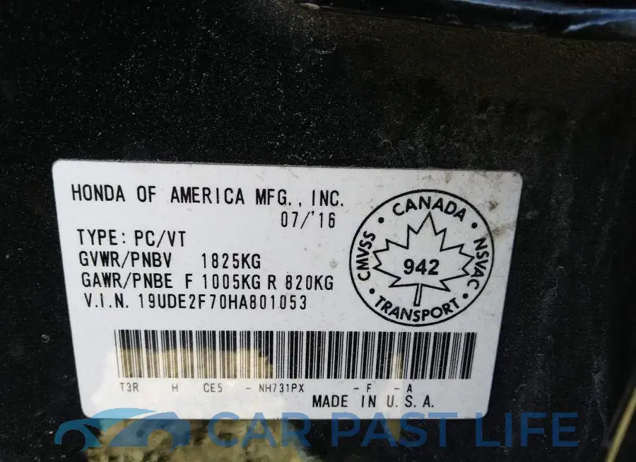 19UDE2F70HA801053# 9