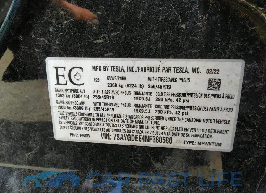 7SAYGDEE4NF380580# 9