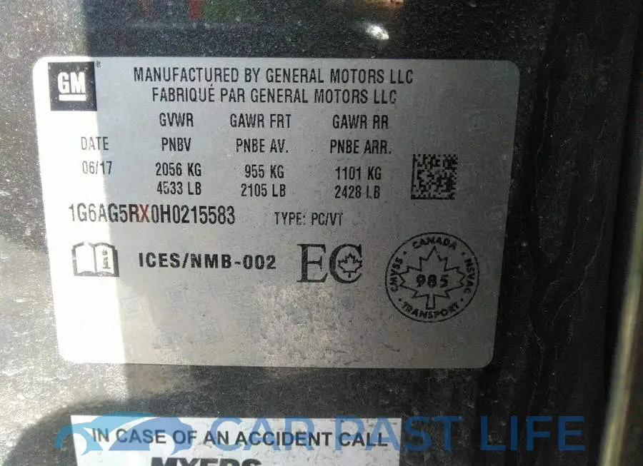 1G6AG5RX0H0215583# 9