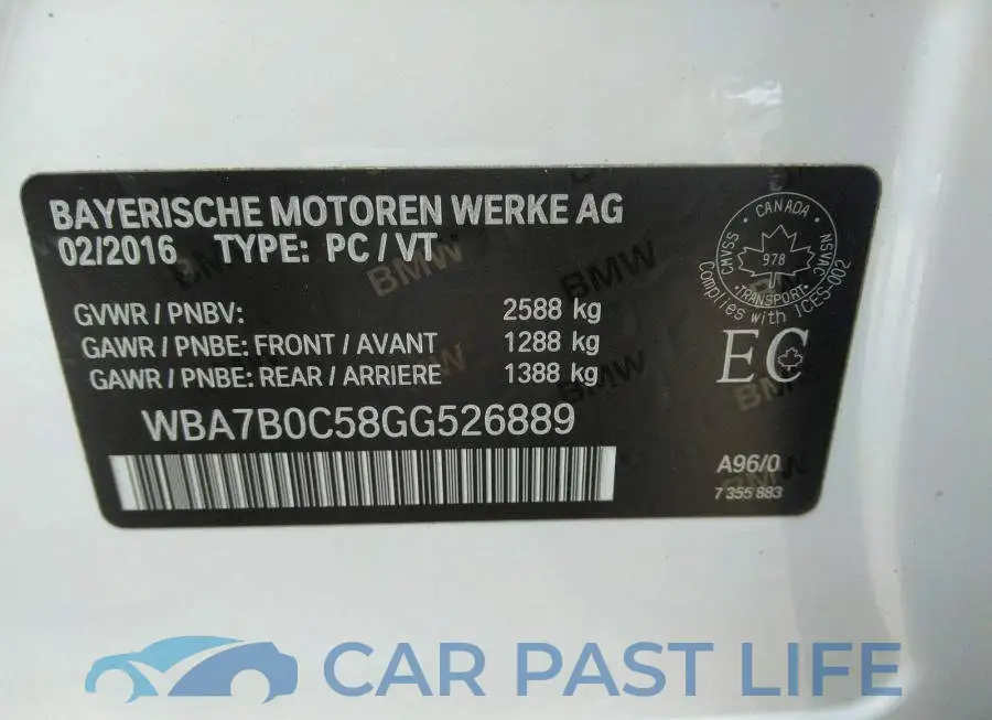 WBA7B0C58GG526889# 9
