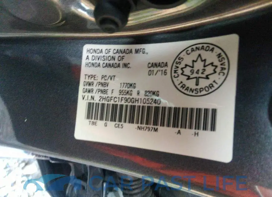 2HGFC1F90GH105240# 9