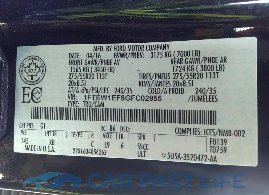 1FTEW1EF8GFC02955# 9