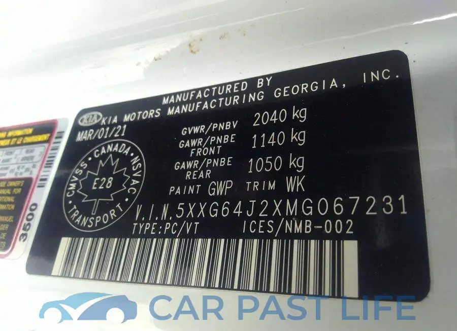 5XXG64J2XMG067231# 9
