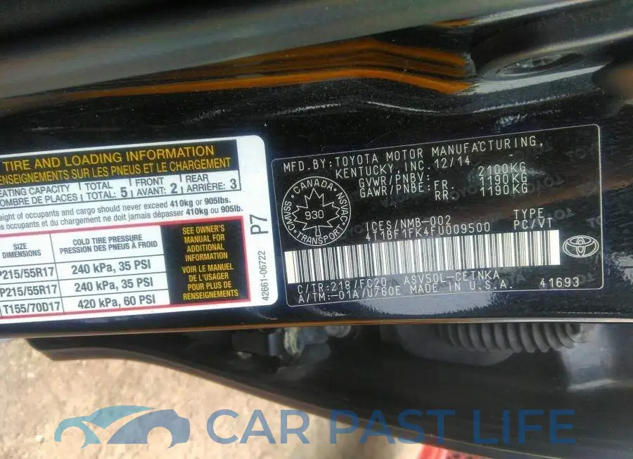 4T1BF1FK4FU009500# 9