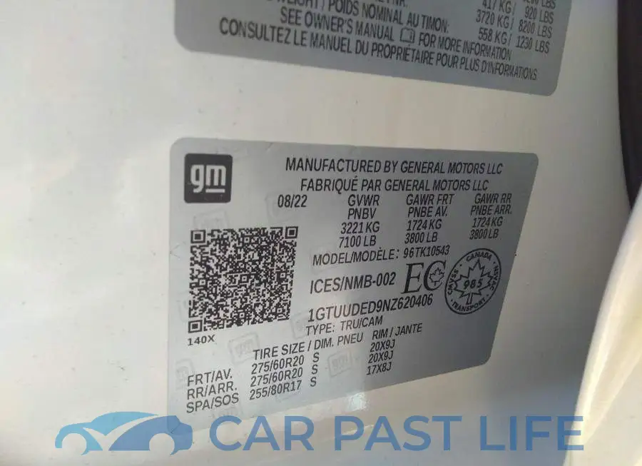 1GTUUDED9NZ620406# 9