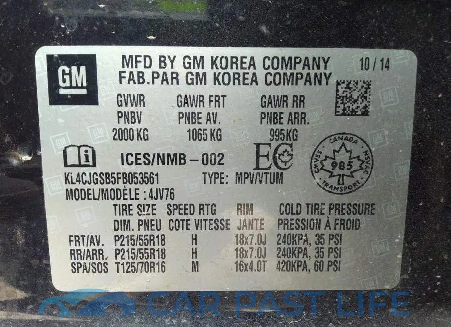 KL4CJGSB5FB053561# 9