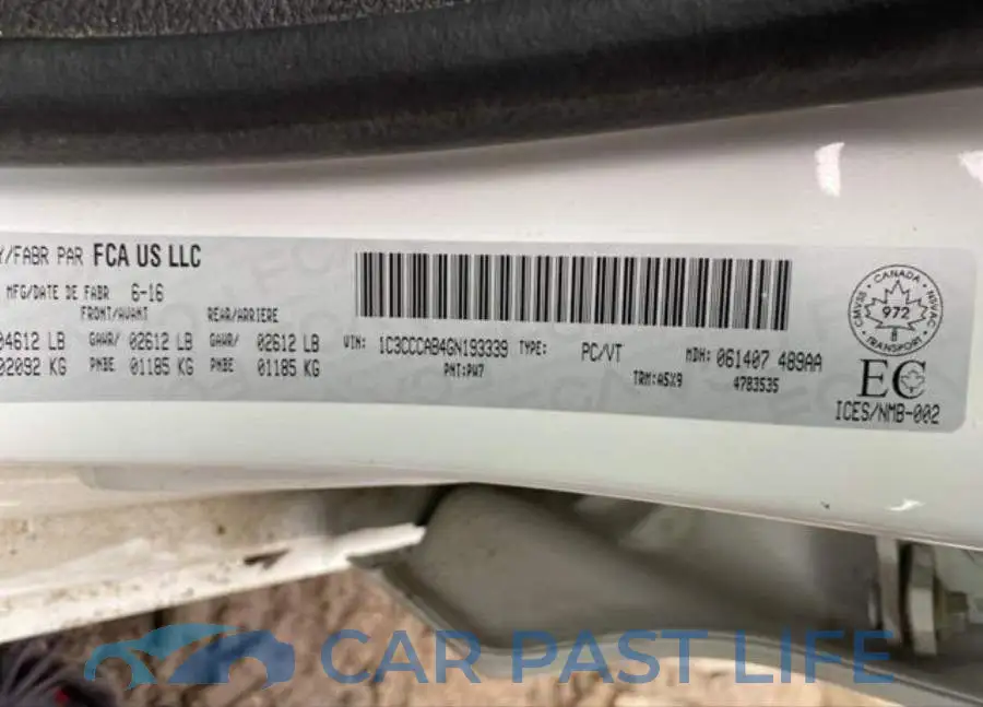 1C3CCCAB4GN193339# 9