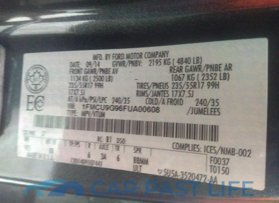 1FMCU9G96FUA00608# 9