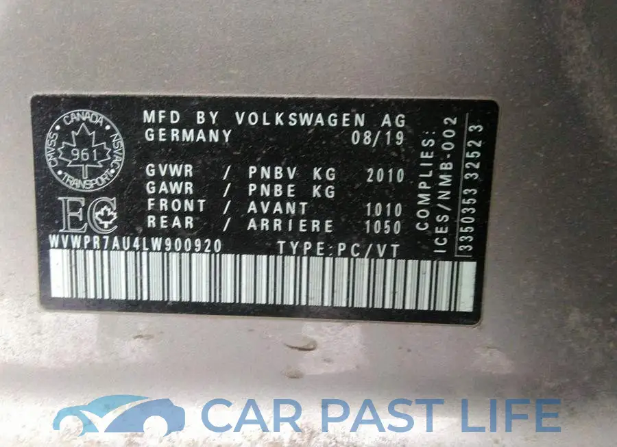 WVWPR7AU4LW900920# 9