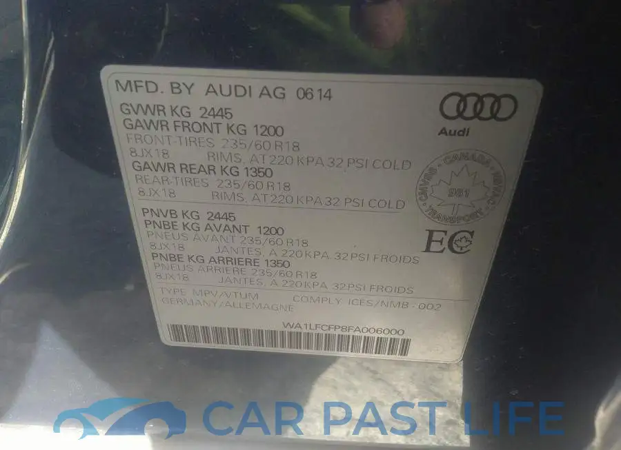 WA1LFCFP8FA006000# 9