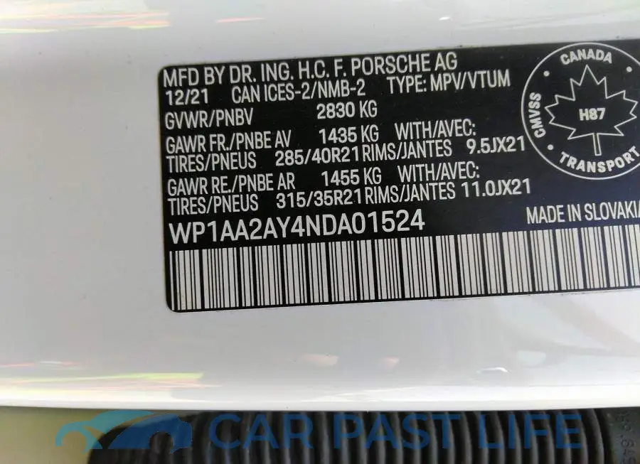 WP1AA2AY4NDA01524# 9