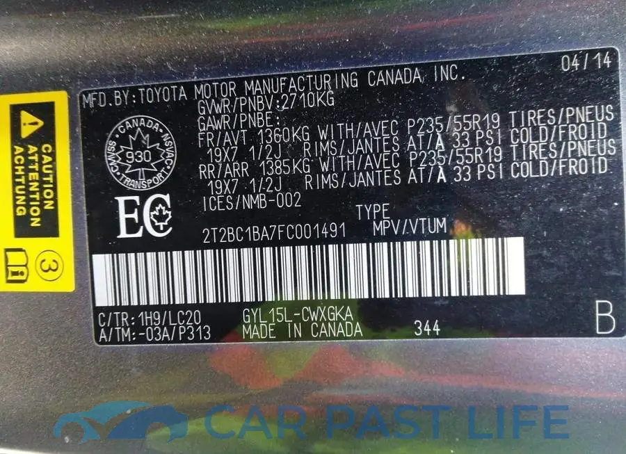 2T2BC1BA7FC001491# 9