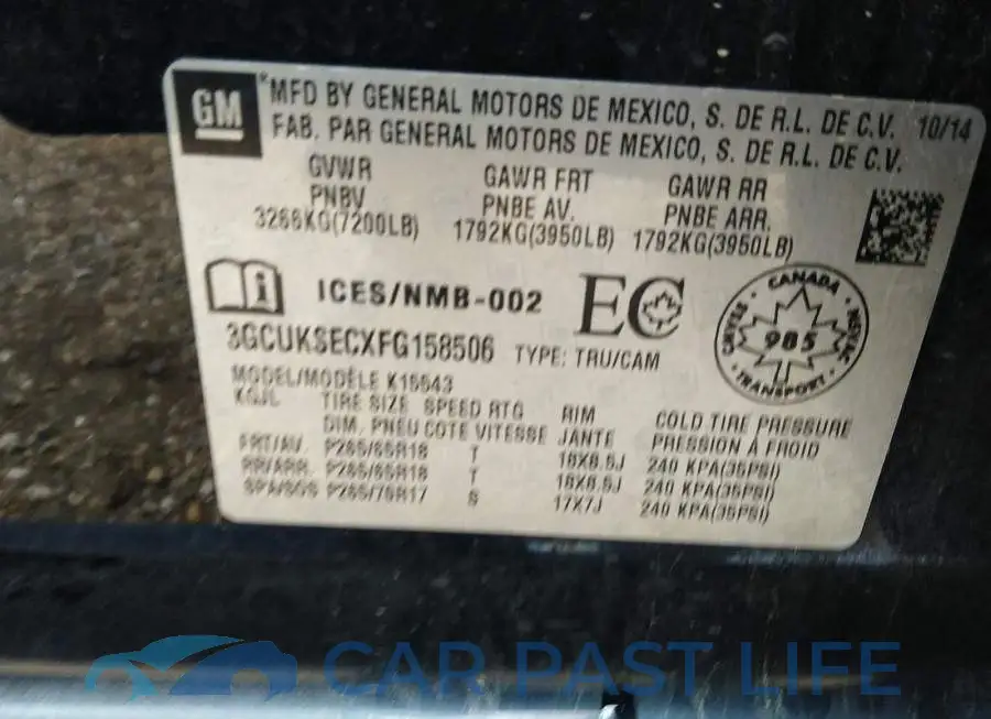 3GCUKSECXFG158506# 9