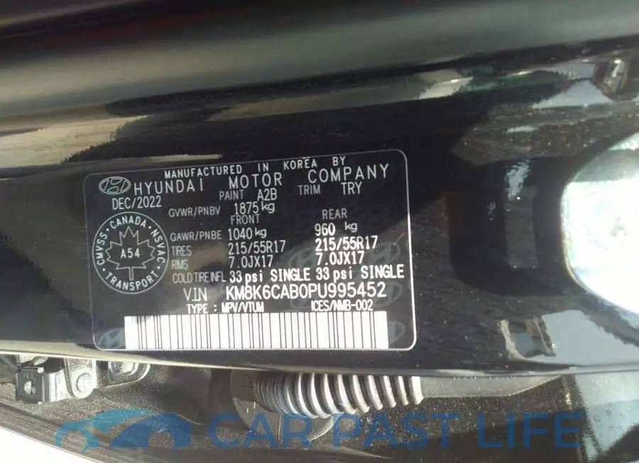 KM8K6CAB0PU995452# 9