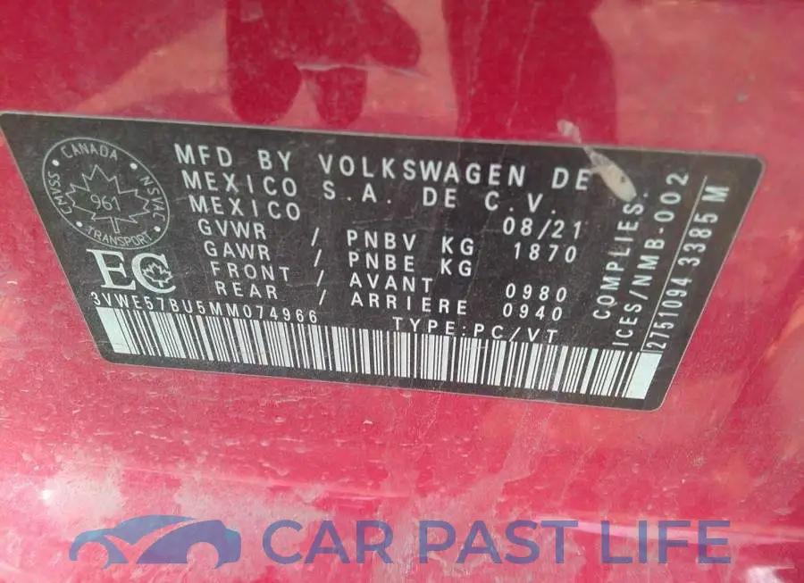 3VWE57BU5MM074966# 9