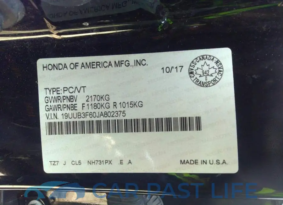 19UUB3F60JA802375# 9
