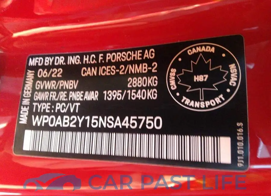 WP0AB2Y15NSA45750# 9