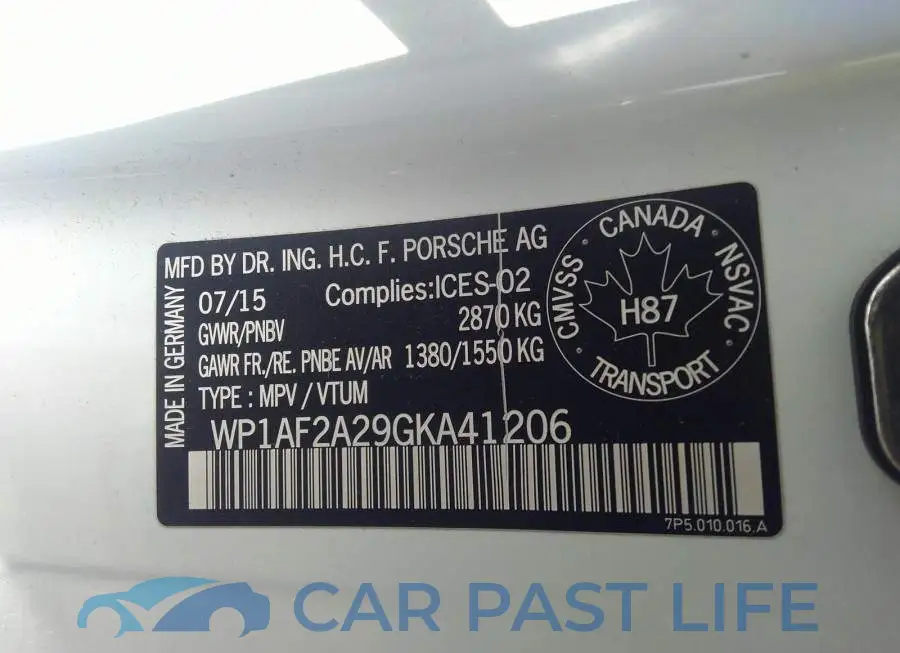 WP1AF2A29GKA41206# 9