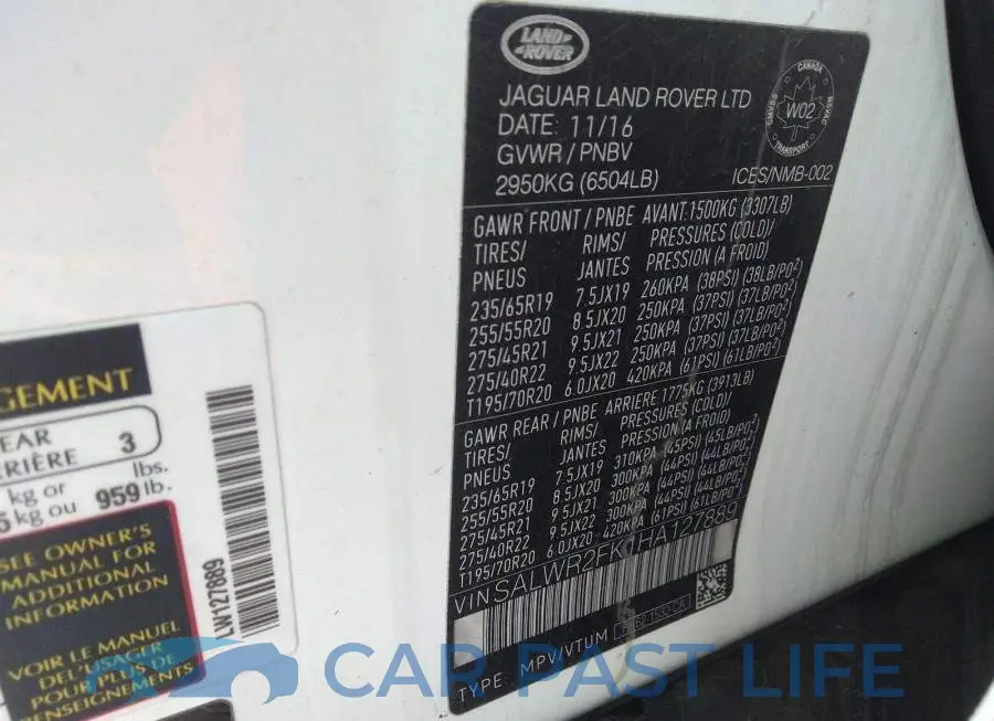 SALWR2FK1HA127889# 9
