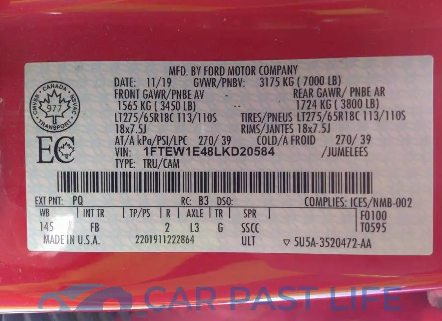 1FTEW1E48LKD20584# 9