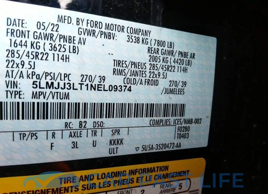 5LMJJ3LT1NEL09374# 9