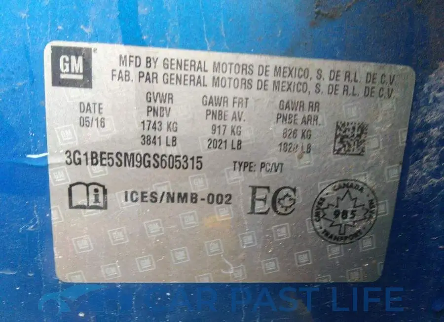 3G1BE5SM9GS605315# 9