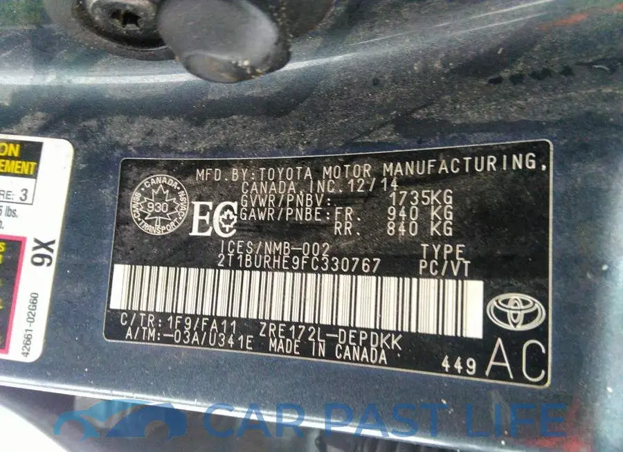 2T1BURHE9FC330767# 9