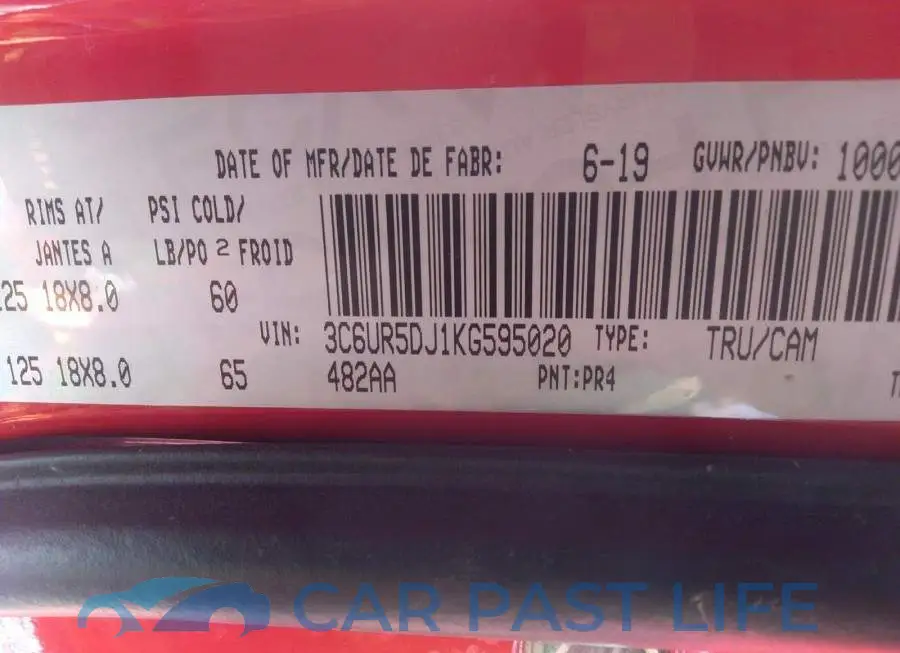3C6UR5DJ1KG595020# 9