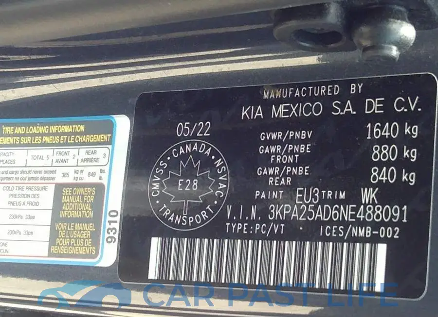 3KPA25AD6NE488091# 9