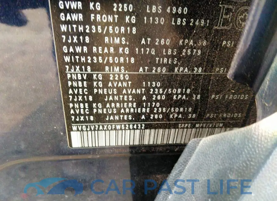 WVGJV7AX0FW526432# 9