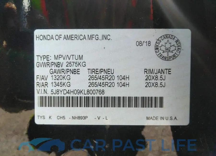 5J8YD4H09KL800768# 9