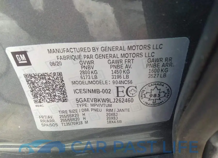 5GAEVBKW9LJ262460# 9