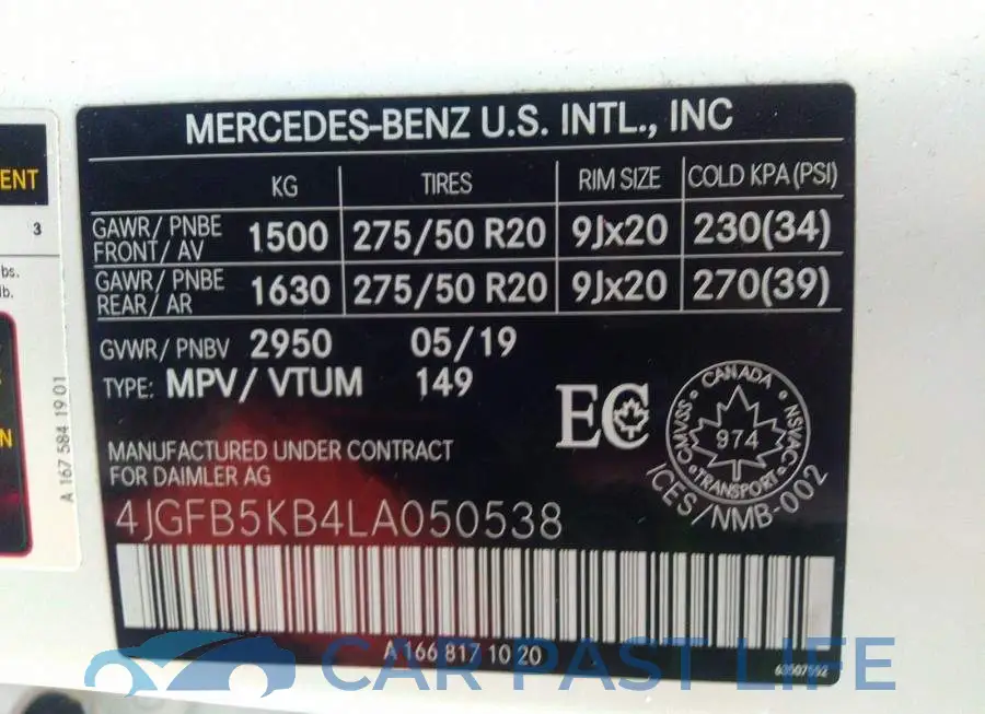 4JGFB5KB4LA050538# 9