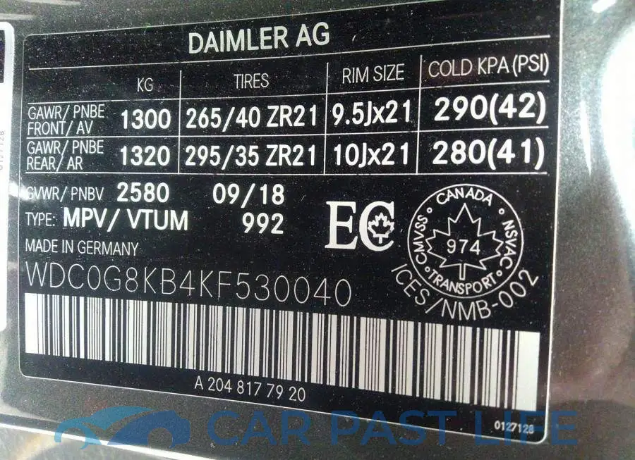 WDC0G8KB4KF530040# 9