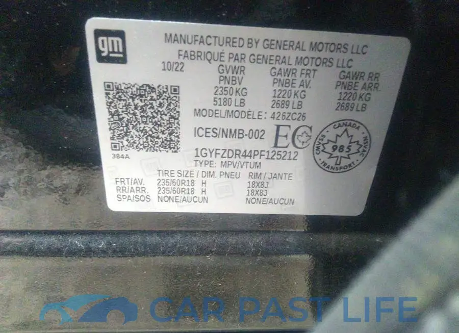 1GYFZDR44PF125212# 9