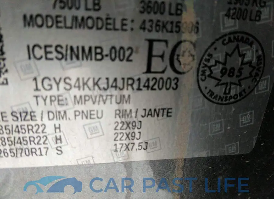 1GYS4KKJ4JR142003# 9