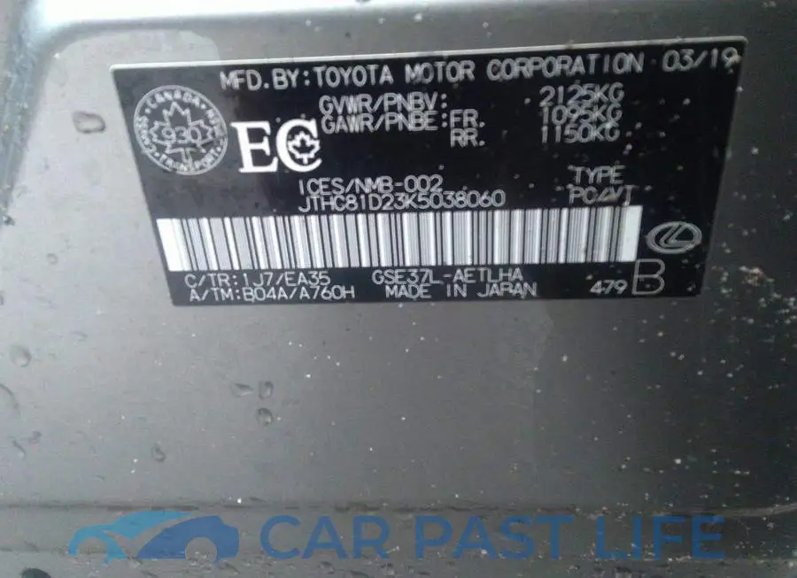 JTHC81D23K5038060# 9