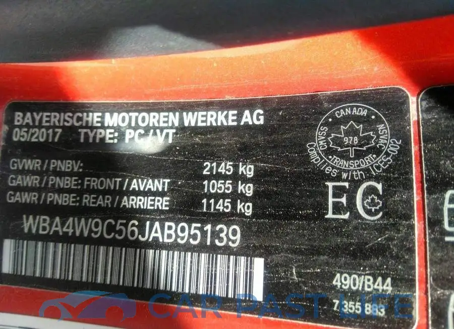 WBA4W9C56JAB95139# 9