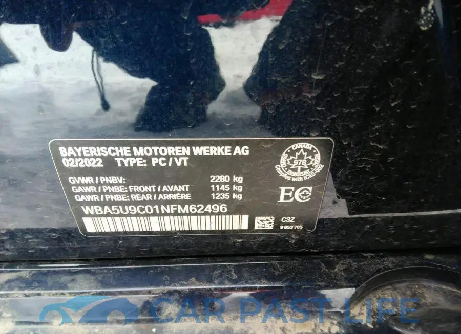 WBA5U9C01NFM62496# 9