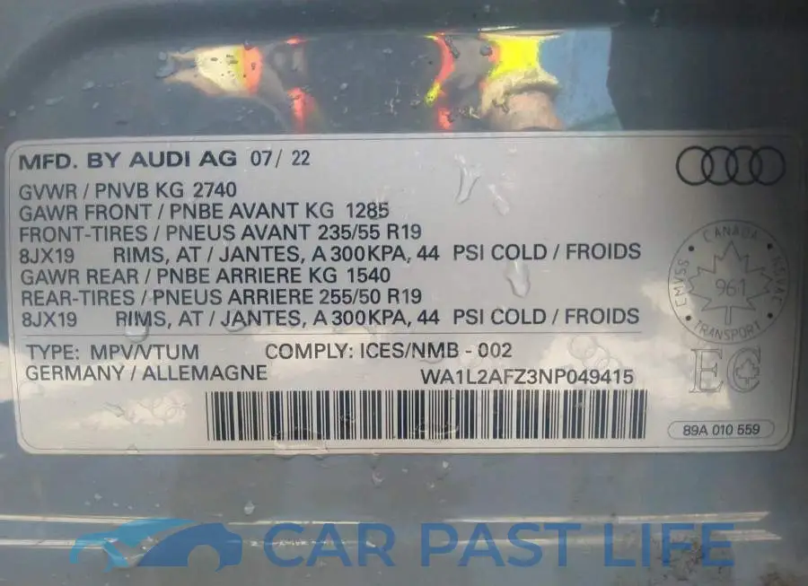 WA1L2AFZ3NP049415# 9