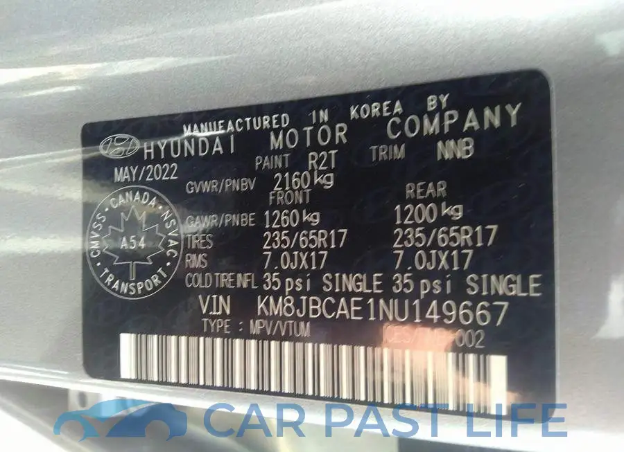 KM8JBCAE1NU149667# 9