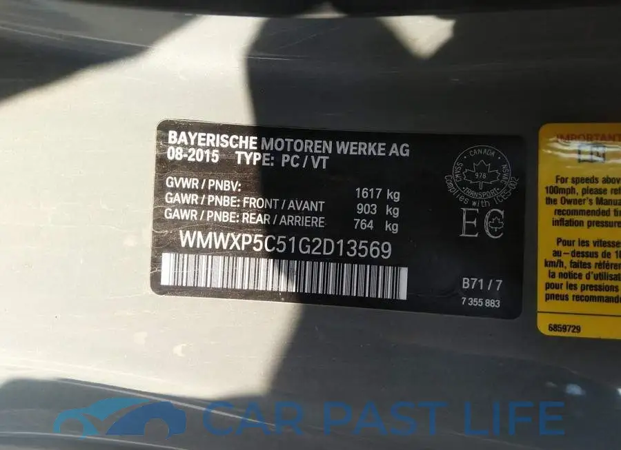 WMWXP5C51G2D13569# 9