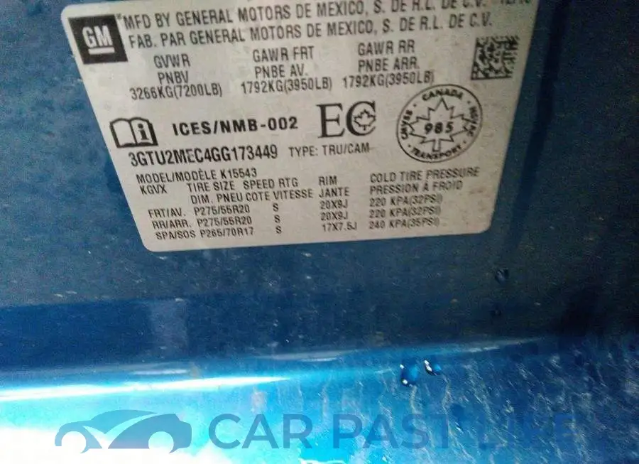 3GTU2MEC4GG173449# 9