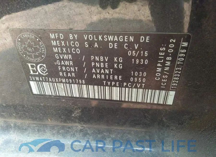 3VW4T7AUXFM091798# 9