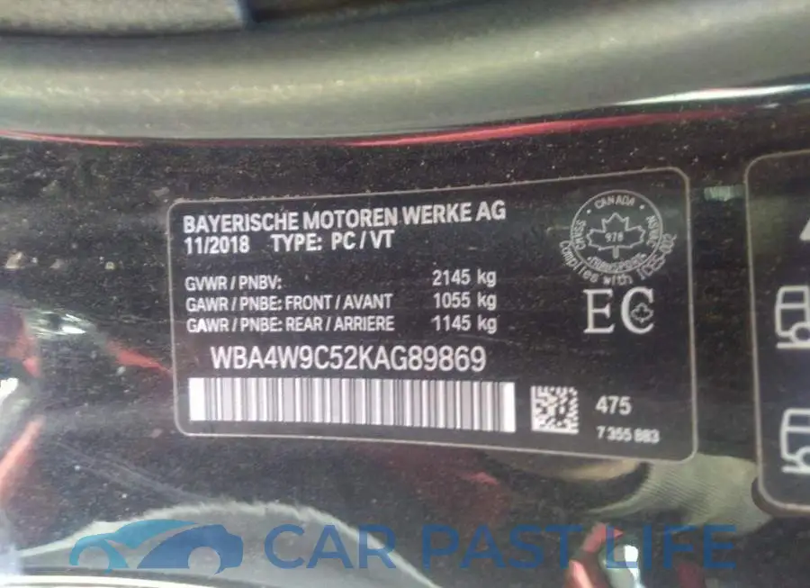 WBAVW9C52KAG89869# 9
