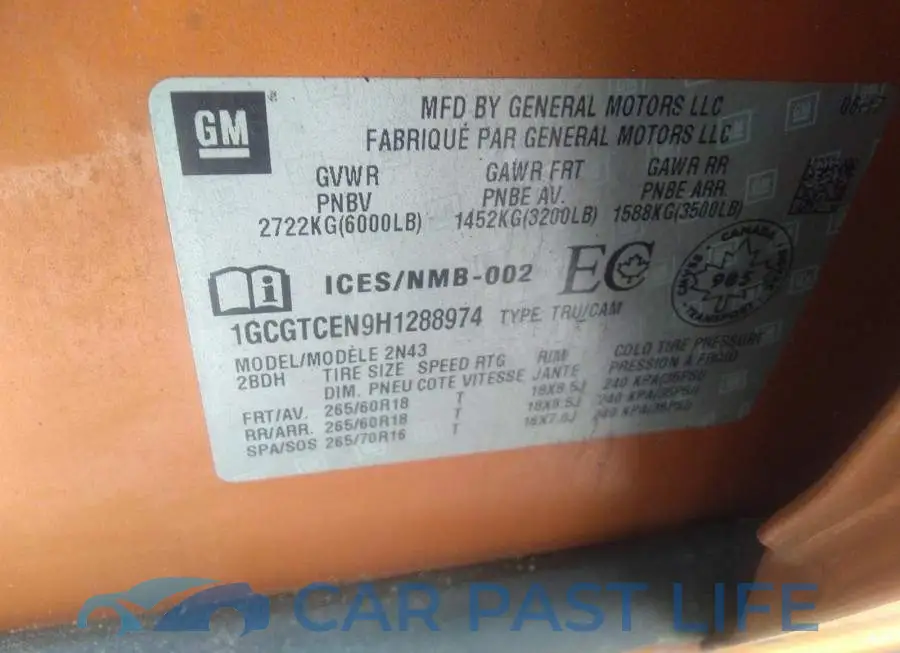1GCGTCEN9H1288974# 9